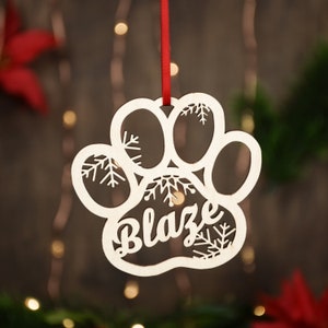 Personalized Dog Paw Ornament Custom Pet Christmas Ornament Animal 2023 Ornament image 5