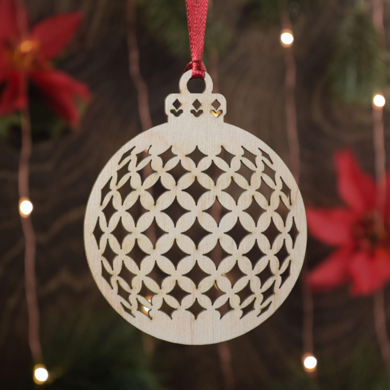 Birch Christmas Ornaments | Round Flat Artistic Ornament Baubles ...