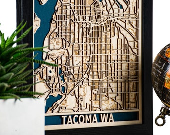 CUSTOM Laser Cut Map of Any City in the World | 3D Laser Cut Wood Map | Personalized Wood Wall Art | Anniversary Gift | Valentines Day Gift