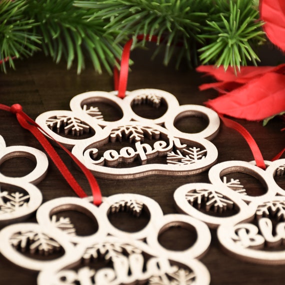 Custom PERSONALIZED Dog Paw Baltic Birch Ornament Custom PERSONALIZED Dog Paw Baltic Birch Ornament