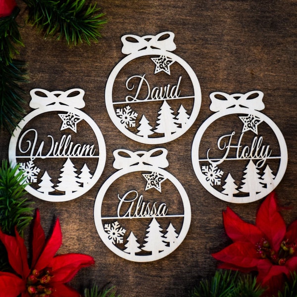 Personalized Christmas Ornaments | Laser Cut Wood Ornaments | Hand-Made in the USA | Custom Christmas Gift