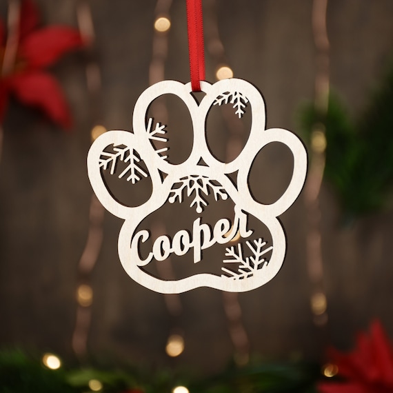Custom PERSONALIZED Dog Paw Baltic Birch Ornament Custom PERSONALIZED Dog Paw Baltic Birch Ornament