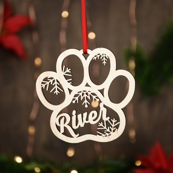 Custom PERSONALIZED Dog Paw Baltic Birch Ornament Custom PERSONALIZED Dog Paw Baltic Birch Ornament