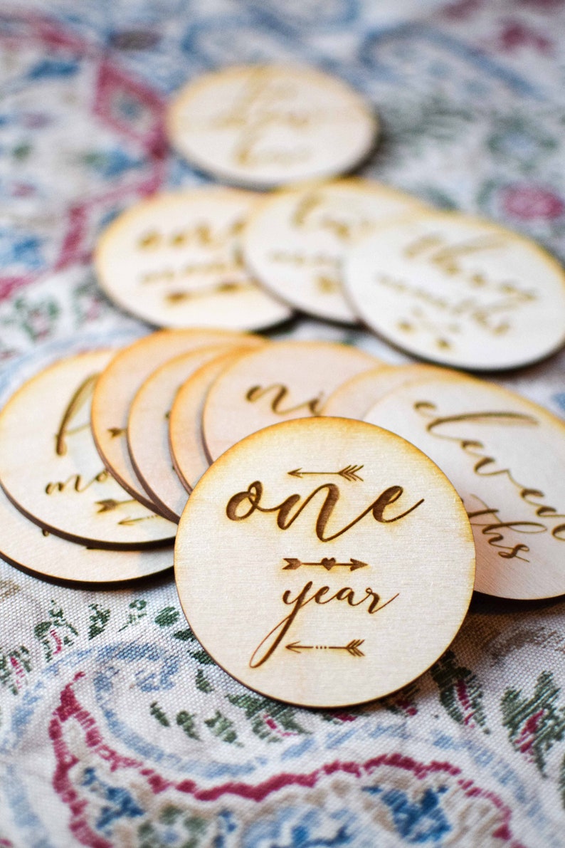 Baby Milestone Cards Laser Engraved Baby Announcement Etsy