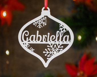 Personalized Wood Christmas Ornament | USA Made | Custom name Ornament | Laser Cut Gift Tag | Laser Cut Name Ornament