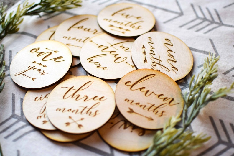 Baby Milestone Cards Laser Engraved Baby Announcement | Etsy