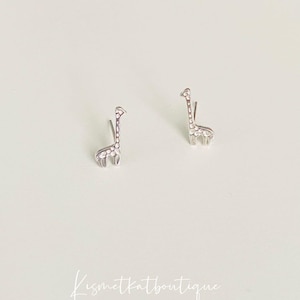 Tiny Silver Giraffe Stud Earrings - Cute Everyday Wear for Women & Kids - Perfect Animal Lovers Gift