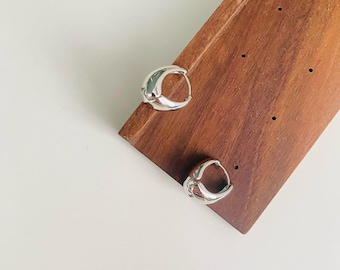 Gold or Silver Teardrop Huggie Hoop Earrings - Thick Minimalist Hoops, Tiny Earring Huggies