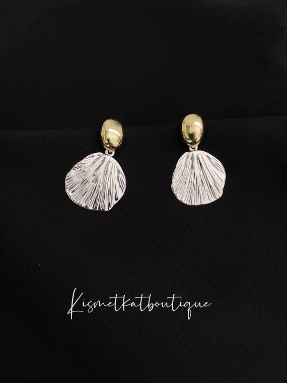 Orecchini A Conchiglia Oro Per Donna | Borchie In Acciaio Inox, Formato 2,2 Cm, Gioielli Estivi A Tema Spiaggia E Oceano - 2
