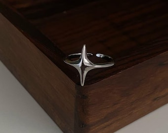 Minimalistische, veelzijdige Starlight open verstelbare zilveren ring met unieke persoonlijkheid