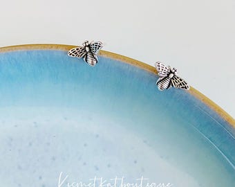 Retro Silber Bienen Ohrstecker, Honigbiene Ohrringe, Bienen Schmuck Geschenk für Tierliebhaber, 13 x 8 mm Tier Ohrstecker