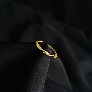 Gold Vermeil Thin Twisted Ring-Adjustable