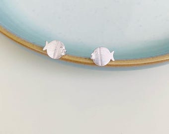 Dainty Silver Fish Stud Earrings, Fish Stud Earrings, Small Fish Earrings, Animal Earrings Gift. Nature Inspired Cute ,Sea, Ocean, Fun Theme