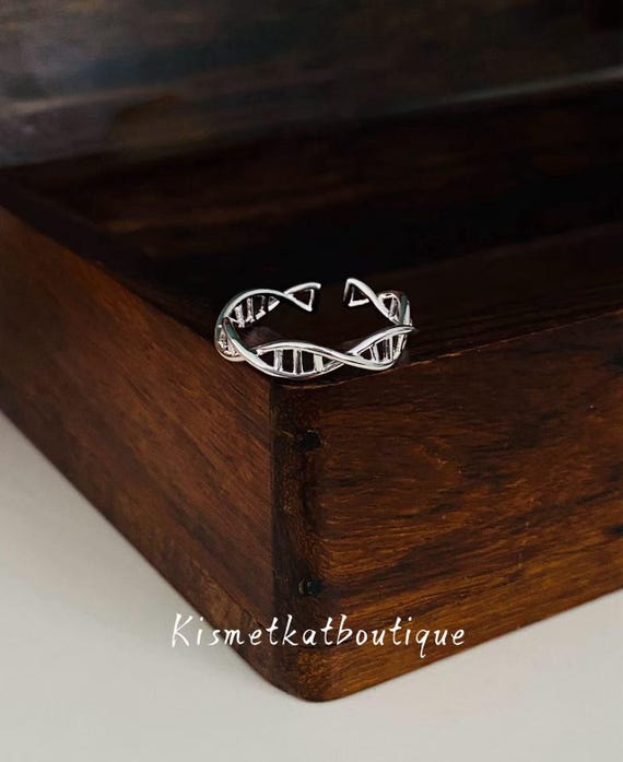 Unique DNA Design Adjustable Silver Ring-Science Gift