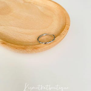 Adjustable Silver Twisted Thin Band Ring, Dainty Braided Ring, Minimalist Thin Silver Ring, Twisted Band Ring Gift, Stackable