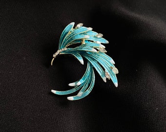 Stunning Blue Phoenix Tail Design Brooch - A Symbol of Rebirth and Renewal