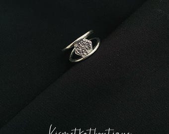 Vintage Double Layered Tree of Life Ring, Adjustable Wishing Tree Ring, Silver Tree Ring, Simple Boho Ring Gift