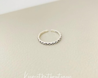 Silverring med initialer S för kvinnor, stapelbar, nätt bandring, justerbar tunn initialring, personlig initialring, present till henne