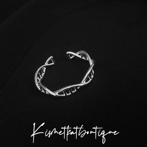 Unique DNA Design Adjustable Silver Ring-Science Gift image 8