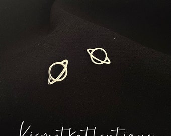 925 Sterling Silver Stud Earrings, Little Planet Earrings Studs, Science Gift, Unisex Earring Stud, Saturn Earrings, Planet Earrings Gift