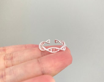 Anillo de plata ajustable con diseño único de ADN, regalo para mamá