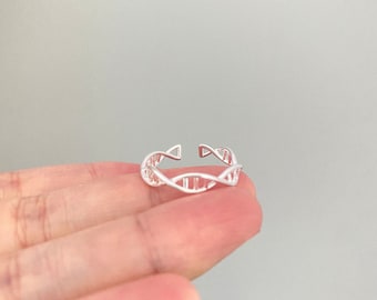 Unique DNA Design Adjustable Silver Ring-Gift for Mum