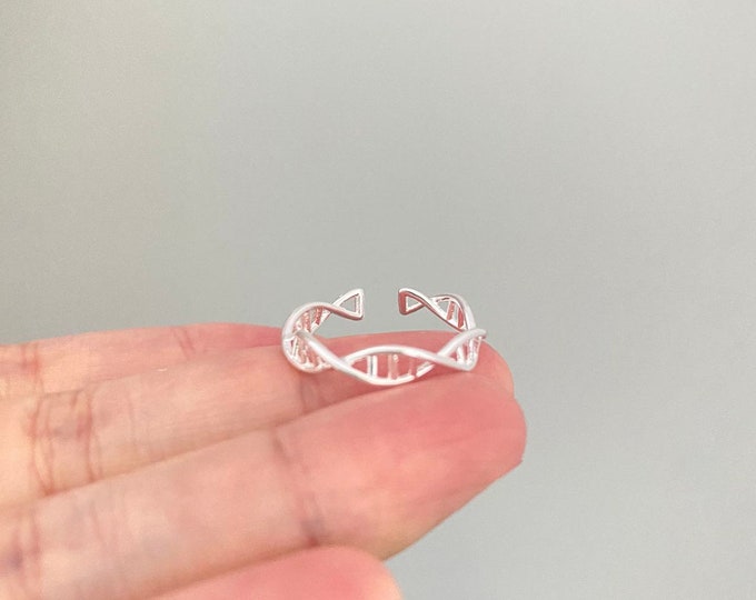 Einzigartiger verstellbarer Silberring im DNA-Design – Geschenk für Mama