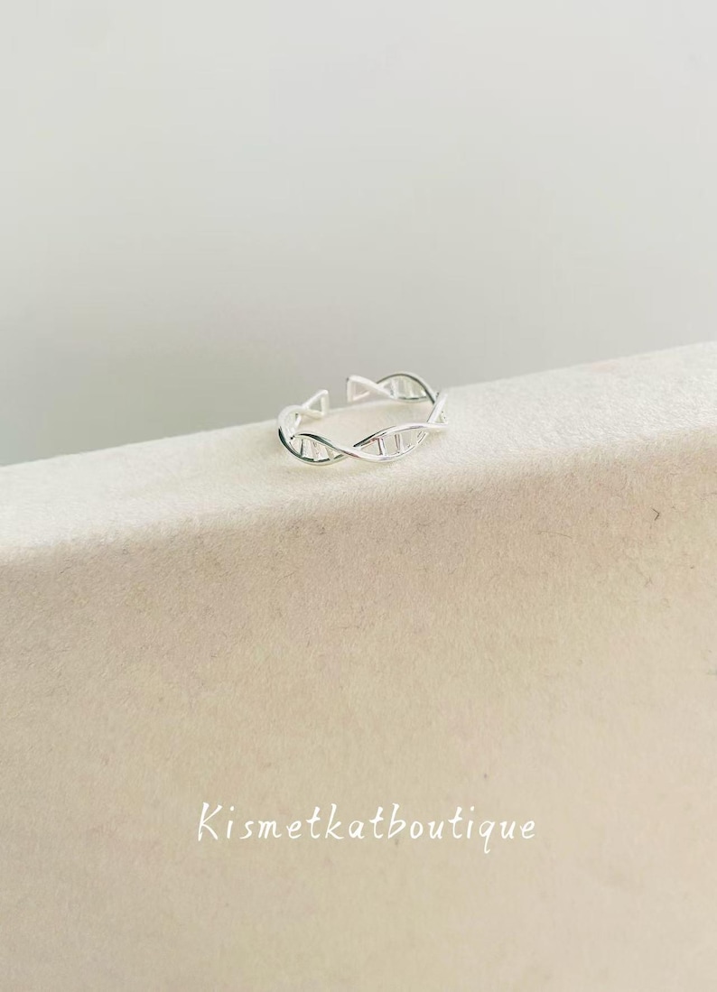 Unique DNA Design Adjustable Silver Ring-Science Gift image 7
