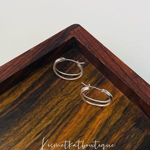 Geometric 1.6cm Dia Double Circle Hoop Earrings in Silver, Round Hoop Huggie Earrings, Gift for Her, Simple Minimal Double Hoop Earrings