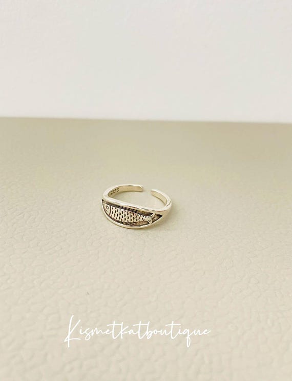 Vintage Distressed Fish Ring, Retro Animal Ring, Unisex Ring, Man Ring Woman Ring, Adjustable Fish Ring, Statement Ring