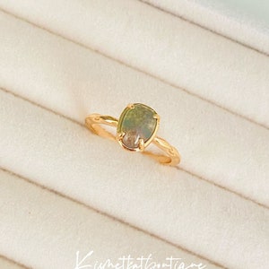 Natural Oval Moss Agate Ring - Adjustable Rose Gold Ring- Engagement, Anniversary, or Birthday Gift for Her