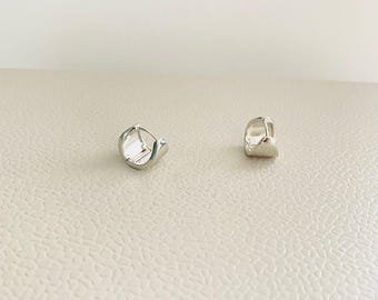 Mini Silver Chunky Hoop Earrings, Classic Chunky hoops, Triangle Geomeric Hoops, 9MM Hoop Earrings, Gift for Mum or Girlfriend