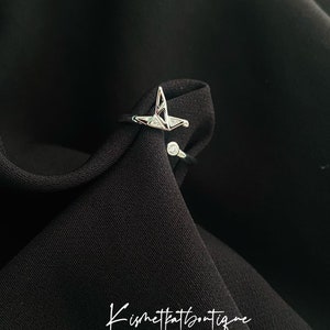 Anello regolabile in argento con gru di carta volante - Crea un anello unico per i desideri per lei, gioielli ispirati agli origami