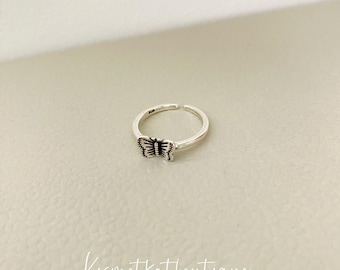 Minimalistisk, delikat fjärilsring | Liten justerbar ring | Söta, läckra fjärilssmycken | Present till bästa vän