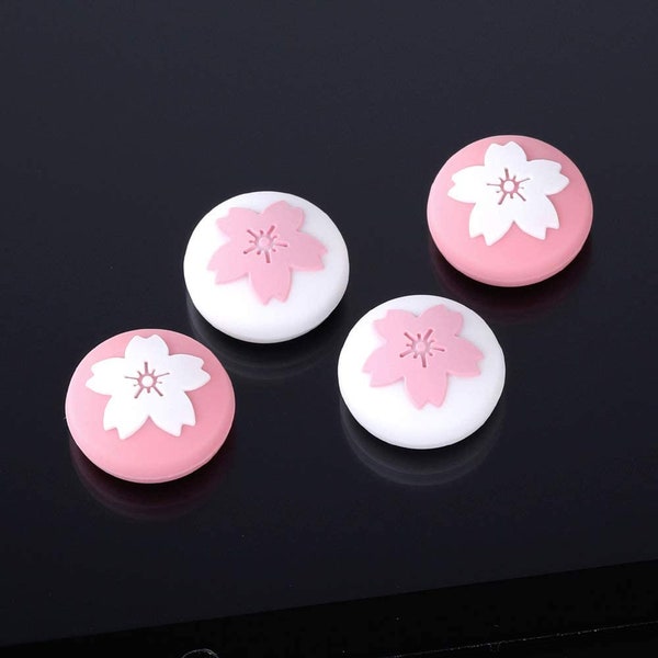 4Pcs Lovely Pink Sakura Thumb Grip Caps for Nintendo Switch & Switch Lite Controller