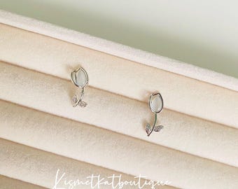 Set di mini orecchini a bottone Tulip in argento sterling S925