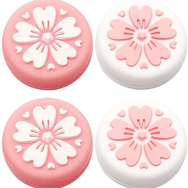 For Gamers-4Pcs Sweet Sakura Flower Thumb Grip Caps for Nintendo Switch & Lite Joysticks/Joy-Cons