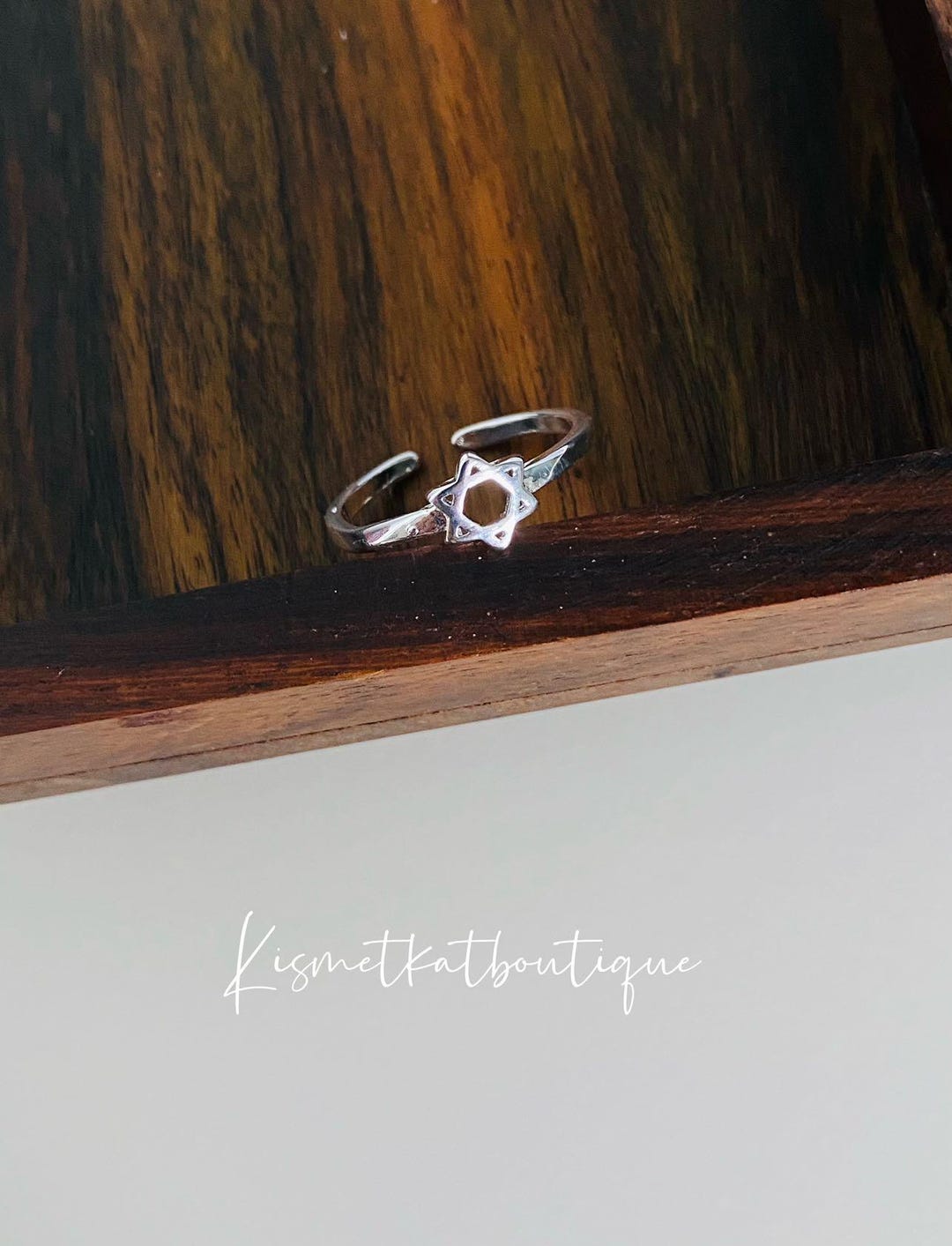 Brushed Cute Six-point Star Ring, Dainty Star Open Ring, Adjustable ...