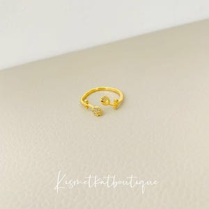Adjustable Gold Tulip Ring - Handmade Flower Design with Open Band