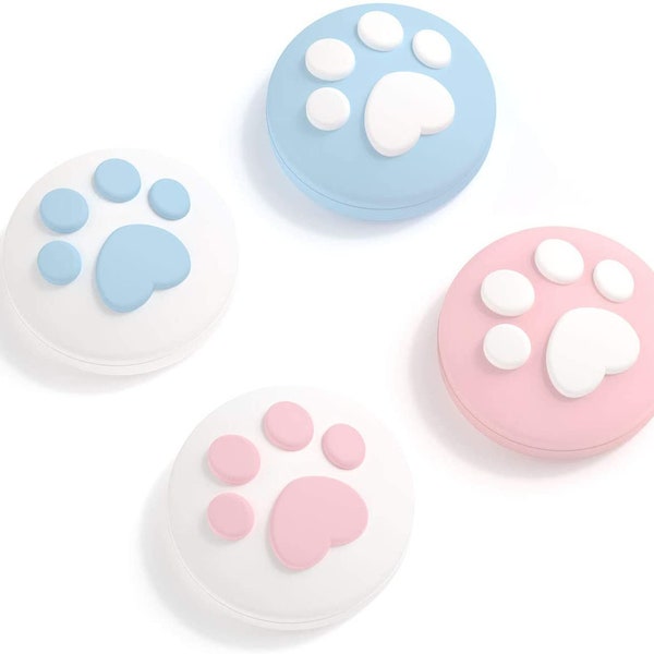 Cat Paw Joy Con Thumb Grip Set (4 Pcs),  Analogue Stick Caps for Nintendo Switch & Lite Joy-Con Controller (Pink + Blue)