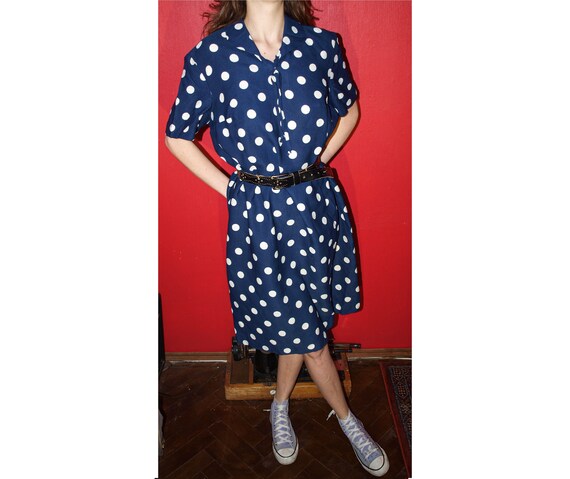 Vintage USSR Polka Dot Romantic Dress Soviet Overs