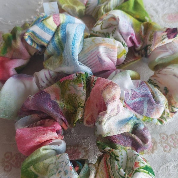 Scrunchie Gift, Scrunchies, Cotton Scrunchies, Regalo per lei, scrunchies Tessuto 100% raso multicolore