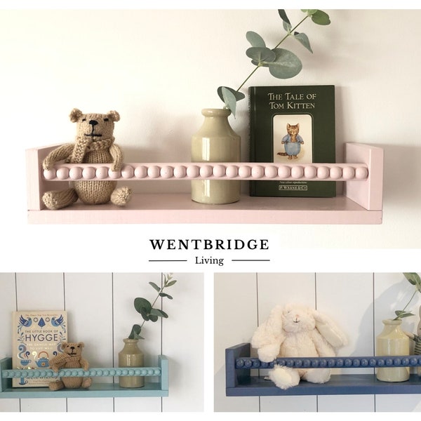 Beautiful Bobbin Style Floating Shelf | Bubblegum Sugar Pink Floating Shelf | Duck Egg Blue | Blueberry Blue | Kids Room Nursery Living room