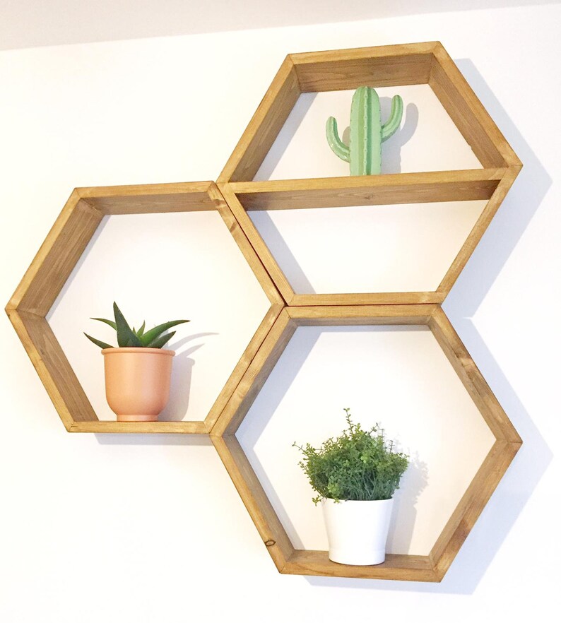 Large 18 Hexagon Wooden Box Shelves Choose Etsy UK