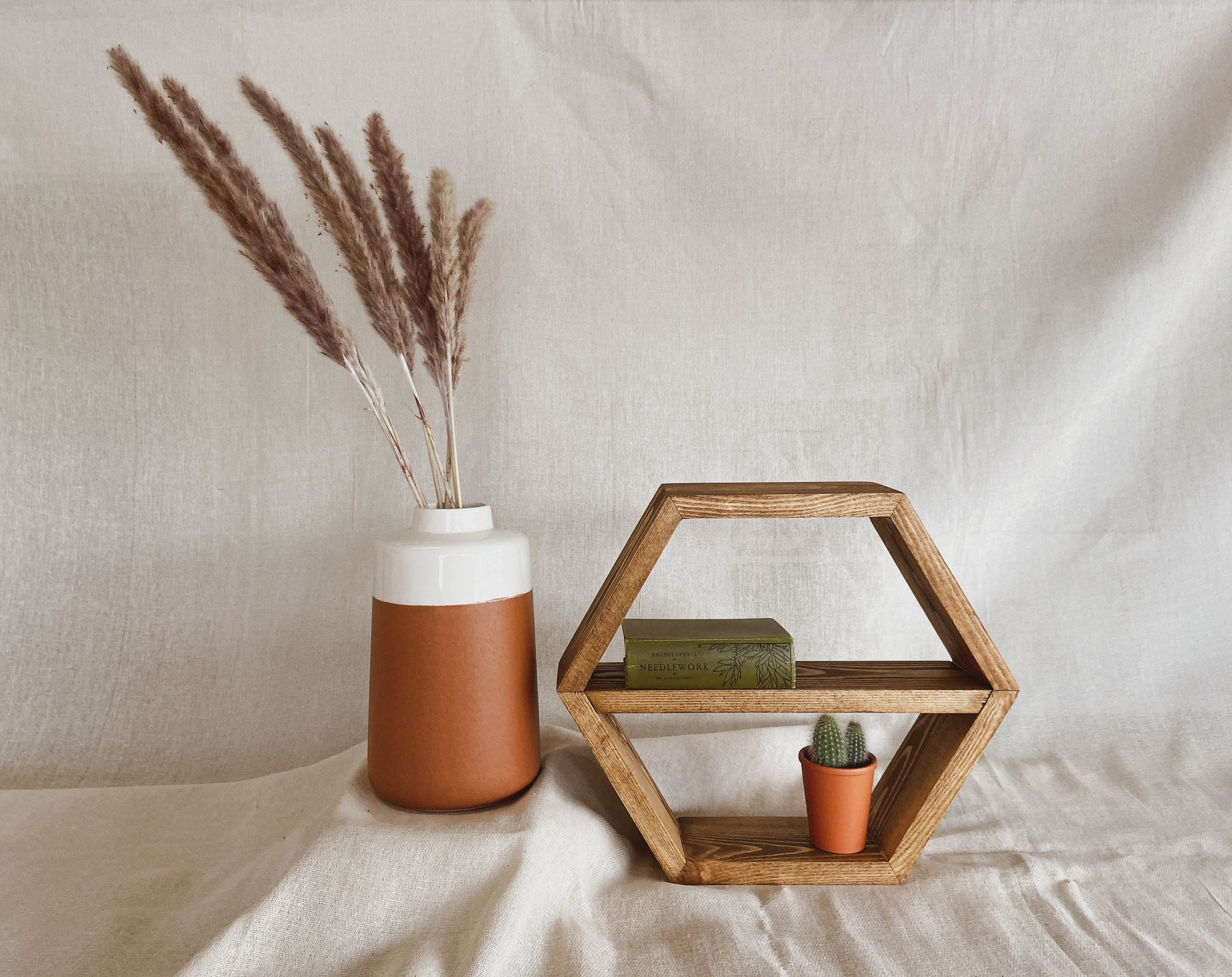 Wall Mounted Wooden Hexagon Box Shelves Wall Book Etsy UK
