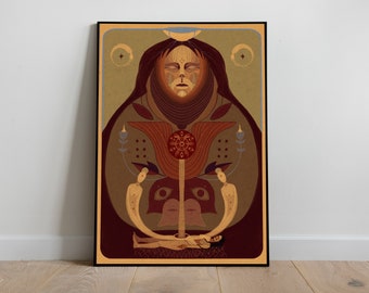 MYSTIC - Contemporary Art Print on cotton canvas | Original handmade | Modern Fine Art | Feminine Wall Art | Boho Unique Poster