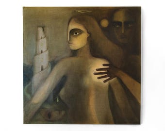 Amor Fati - Original oil Painting on linen canvas by Wiktoria Vogel -  Ancient, Contemporary, Figurative, Mystical, Symbolic Wall Art