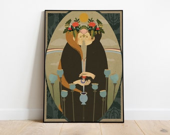 THE LOVERS - artistic print, poster, digital painting, illustration, boho, art, spirituality,