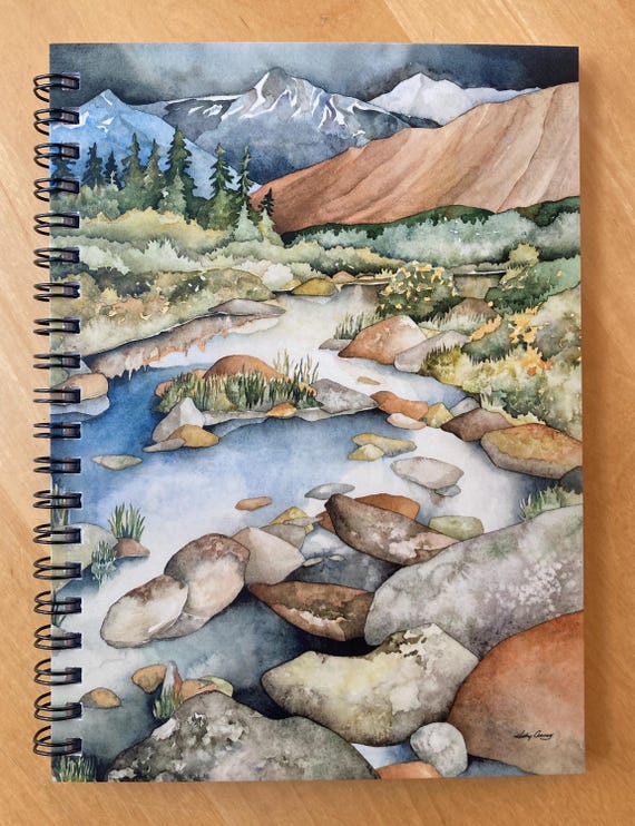 Journal. Mountain Lover Notebook 5"x7" Hardcover. 50 Blank Sheets. Doodle! Draw! Sketch! Write! Kathy Cooney Art, Moab, Utah