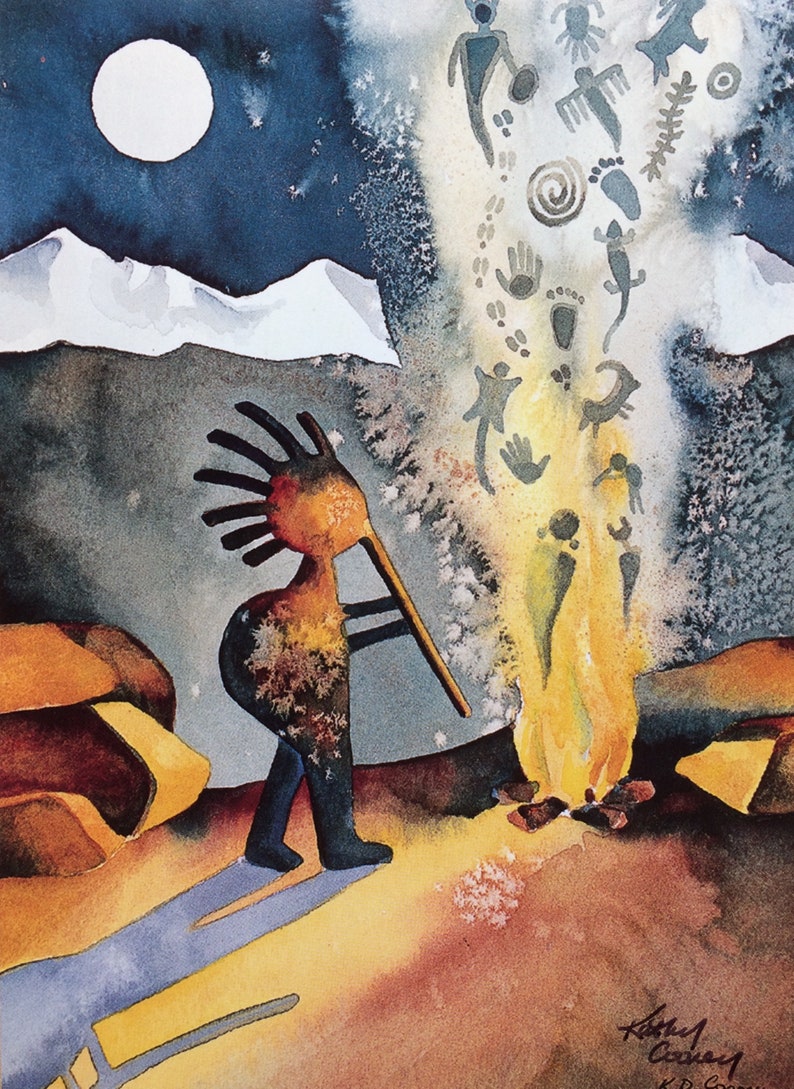 Kokopelli Wall Art Print. Native American Legend & Flute Etsy